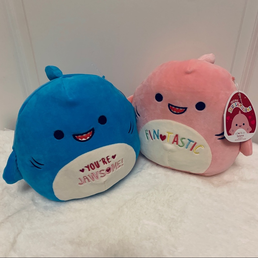 Squishmallow Shark Bundle, Rey Selene, Valentine ❤️, Fintastic Jawesome 8” New